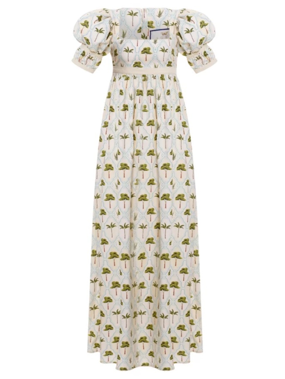 Agua by Agua Bendita Cream Maxi Dress with Green Botanical Print